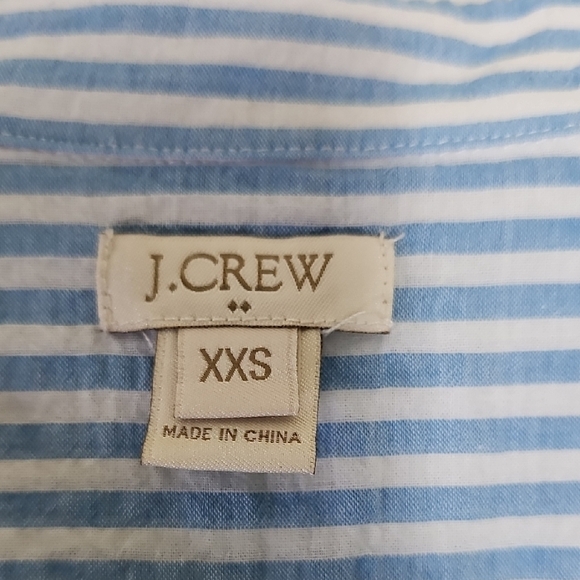 J. Crew Blue and White 3 button openn front Polo Shirt Size XXS - Picture 2 of 6